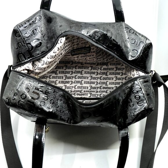 JUICY COUTURE~Black Patent Leather Duffle Weekender Travel Bag - Picture 5 of 5